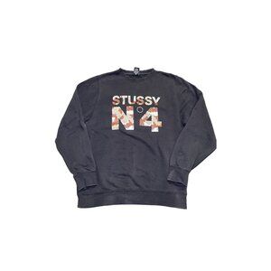 VTG Stussy Desert Camo No4 N4 Pullover Crewneck Sweater Black Sweatshirt DS
